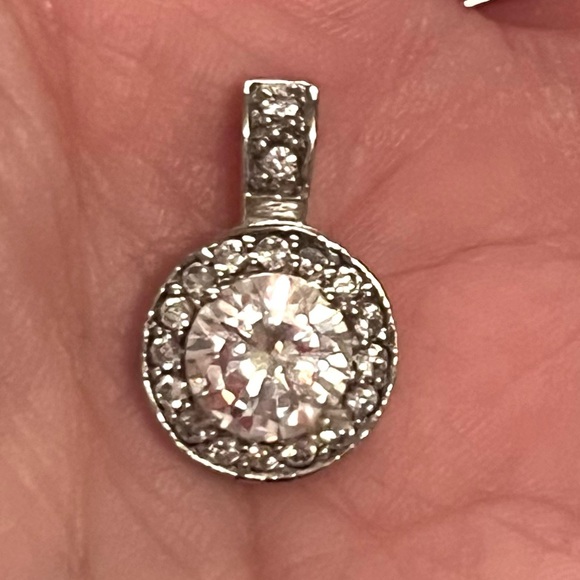 Silver Round Diamond 925 Pendant - Picture 1 of 5
